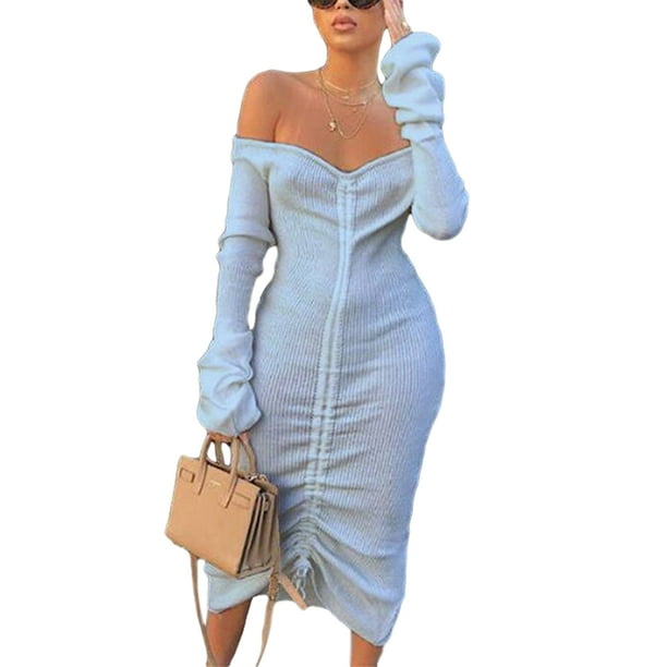 Hujukuludusu Women Solid Color Dress Autumn And Winter Long Sleeve Drawstring Off The Shoulder One Piece Clothes Set Walmart Com Walmart Com Hujukuludusu Women Solid Color Dress Autumn And Winter Long Sleeve Drawstring Off The Shoulder One Piece Clothes Set Walmart Com Walmart Com