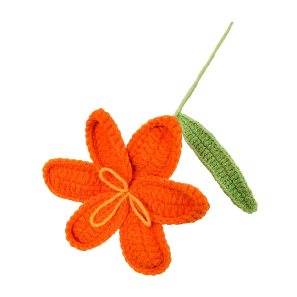 Tulipán de ganchillo con tallo y hoja, adorno floral de hilo para tejer a mano, regalo para el Día de la Madre, cumpleaños y Navidad.