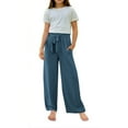 thumbnail image 4 of RMGVDSD Girl's Palazzo Pants Girls Casual Pants Elastic Waist Flowy Wide Leg Beach Trousers Long Pants With Drawstring Pockets Comfortable Everyday Wear 10-11 Years, 4 of 8