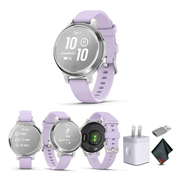Garmin Lily 2 Active GPS Smartwatch, Purple Jasmin 010-02891-01 Health and Fitness Smart Watch Bundle for Women