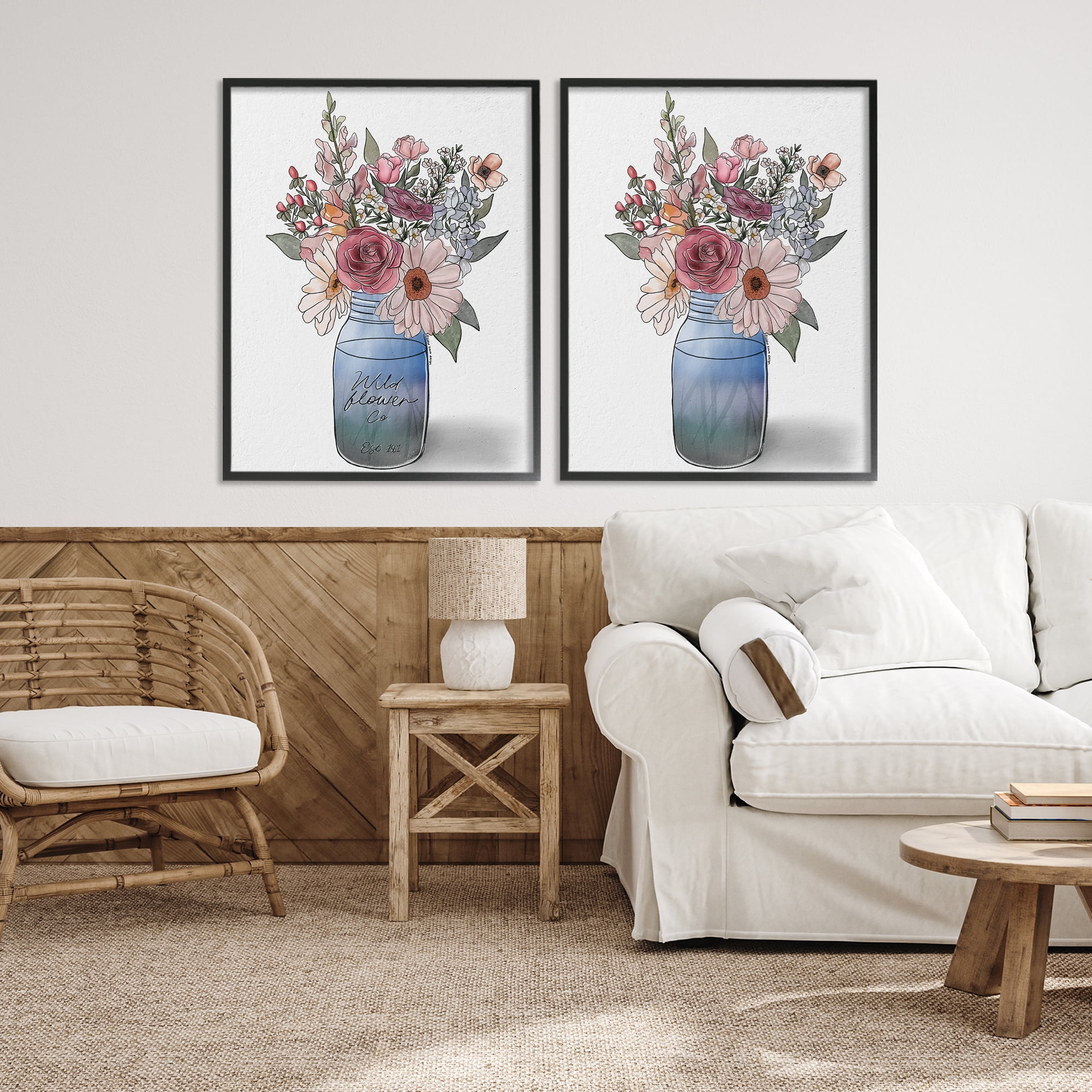 Stupell Industries Farmer's Market Vases 2 Piece Black Framed Giclee Art Set, design by Alisha Kiara Design