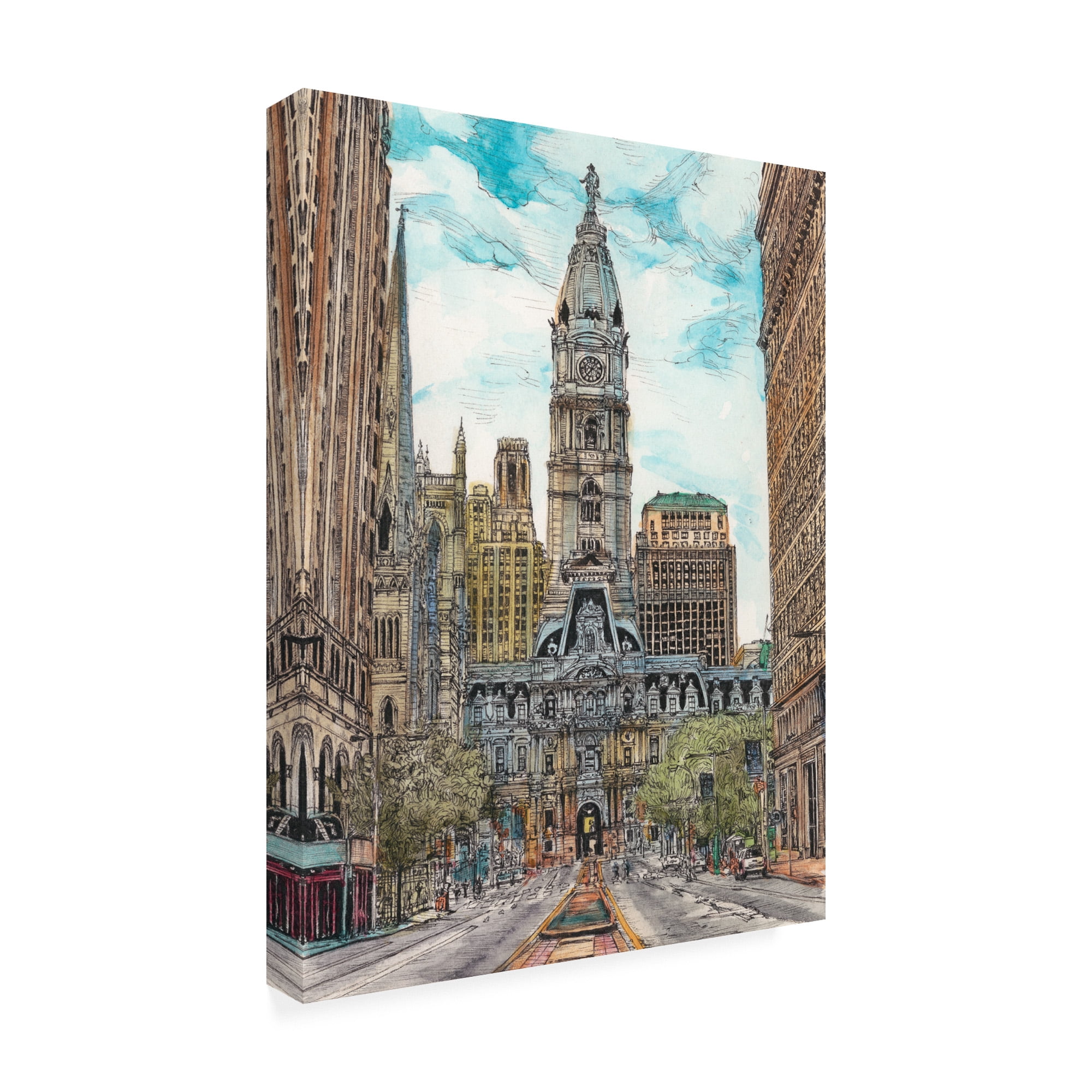Trademark Fine Art 'US Cityscape Philadelphia' Canvas Art by Melissa Wang