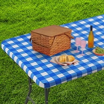 Elastic Fitted Tablecloth for Rectangle Tables Stretch Waterproof Washable Polyester Table Cover for Outdoor, Camping,Picnic for Patio,Banquet,Parties Folding Tables, Indoor Outdoor Use