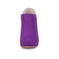 thumbnail image 2 of BLISSFUL STEP Women's Ankle Boots Faux Suede Round Toe Block High Heel Side Zipper Shoes Purple 10, 2 of 5