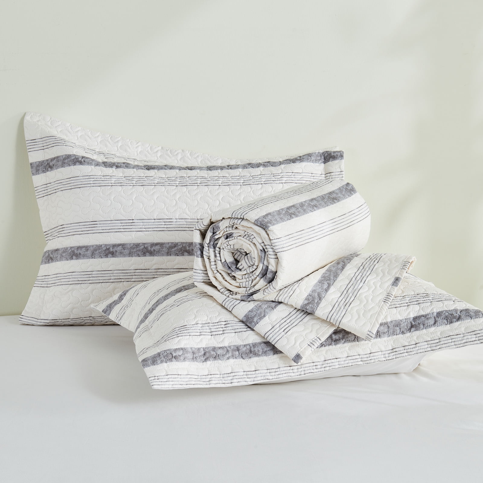 Gogreen Luxury Printed Quilt Set Queen Size, Lightweight Comforter Set, Oversized Bedspread Coverlet Quilted Bedding Set, with 2 Matching Pillowcases, for All Season