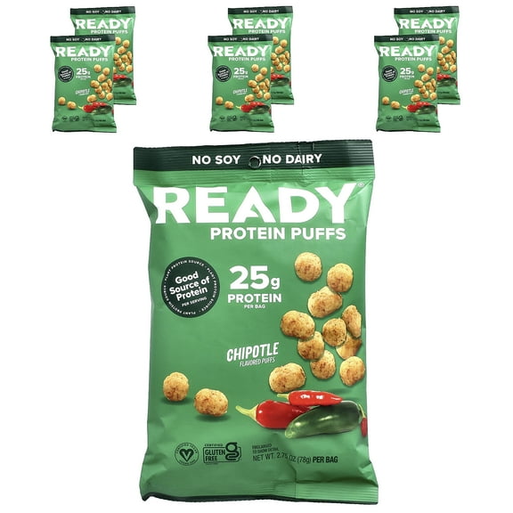 Ready Protein Puffs, Chipotle, 6 Bags, 2.75 oz (78 g) Each