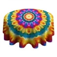 thumbnail image 4 of Colorful Tie Dye Layered Mandala Round Tablecloth 60"x60",Wrinkle Wipeable Table Cloth for Kitchen Dining Room Picnic Patio Party, 4 of 6