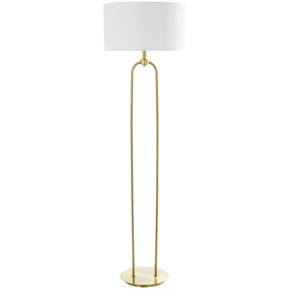 DecMode 64" Paper Clip Gold Floor Lamp with White Fabric Shade