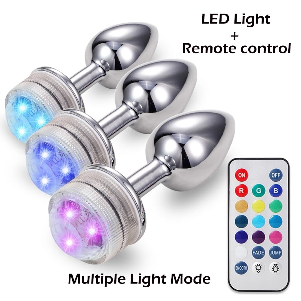 Birdsexy Lighted Anal Plug Metal Colorful Light Butt Plug with Remote Control for Adult Sex Toys, S picture