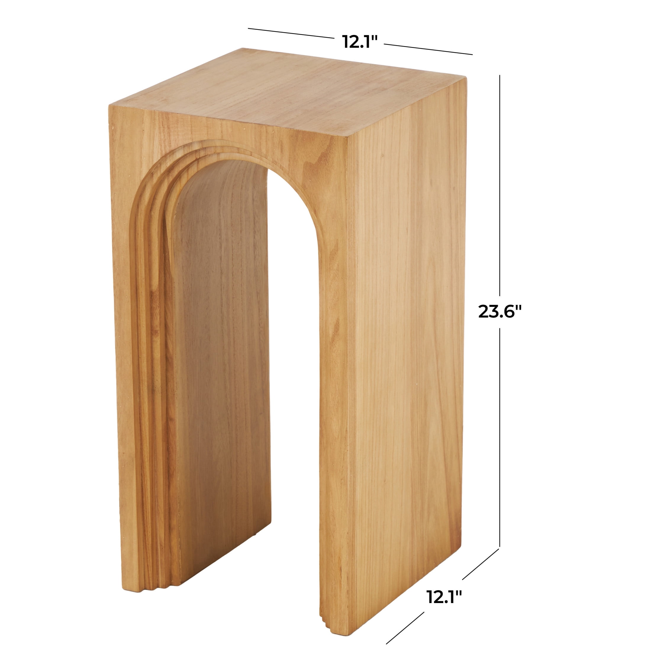 DecMode 12" x 24" Brown Wood Cutout Arch Accent Table, 1-Piece