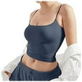 thumbnail image 4 of Hpapadks Tank Tops for Women Solid Square Neck Tanks Top Summer Going Out Basic Slim Shirt Camisole Tops for Women Navy XS, 4 of 6