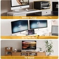 thumbnail image 4 of Dual Monitor Stand Riser with Drawers Extra Long Wood Desk Organizer Desktop Riser for Laptop Printer Computer TV Perfect for Home Office, 4 of 8