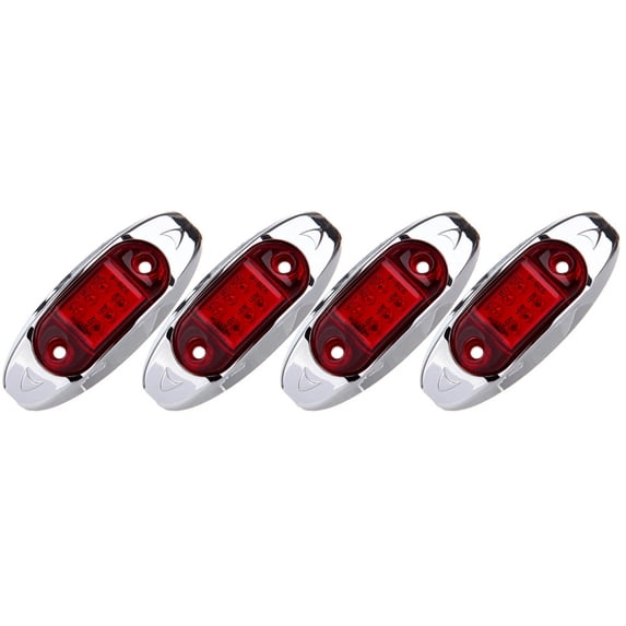 CCIYU 4pcs 6 Diode LED Red Side Marker Light Waterproof Fish Shape Side Lamp Trailer Marker Lights Oval Clear Lens Clearance Indicator Lights