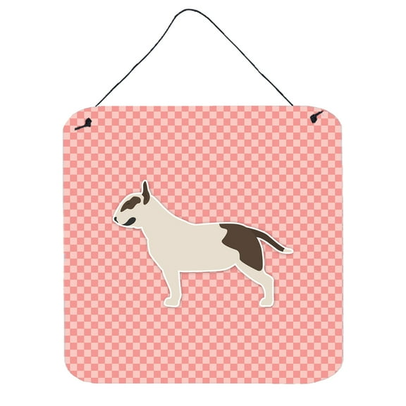 Carolines Treasures BB3678DS66 Bull Terrier Checkerboard Pink Wall or Door Hanging Prints