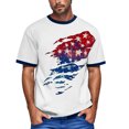 thumbnail image 2 of Men's Street Fashion Graphic Tee, Short Sleeve Casual Shirt with Vintage American Flag Design ,Light Blue 2XL, 2 of 5