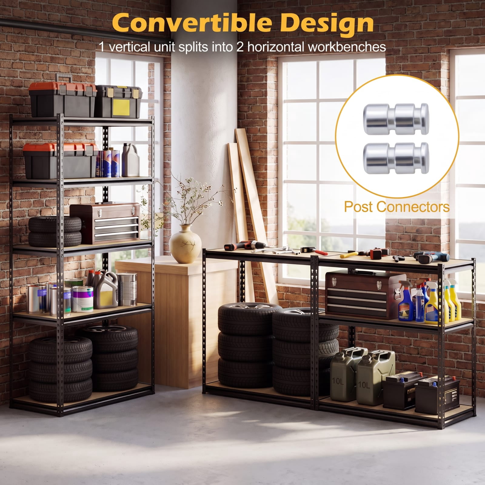 Biotree 5-Tier Metal Shelving Unit 2200 lbs Capacity with Adjustable Shelves 36" × 18" × 72" for Garage Warehouse, Black