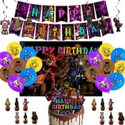 41pcs Five Nights Birthday Party Supplies Pack Includes Banner Cake Topper Blackdrop Balloons for Five Nights party decoration