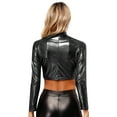 thumbnail image 2 of Zaldita Women's Metallic Tops Long Sleeve Holographic Shiny Tees Glitter Sparkle Shirt for Party Club Concert Black One Size, 2 of 4