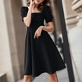 thumbnail image 5 of Gibobby Vestido Causal para Mujer de Verano Vestido casual de verano para mujer Vestido de playa de manga corta con cuello cuadrado Vestido informal(Negro,G), 5 of 5