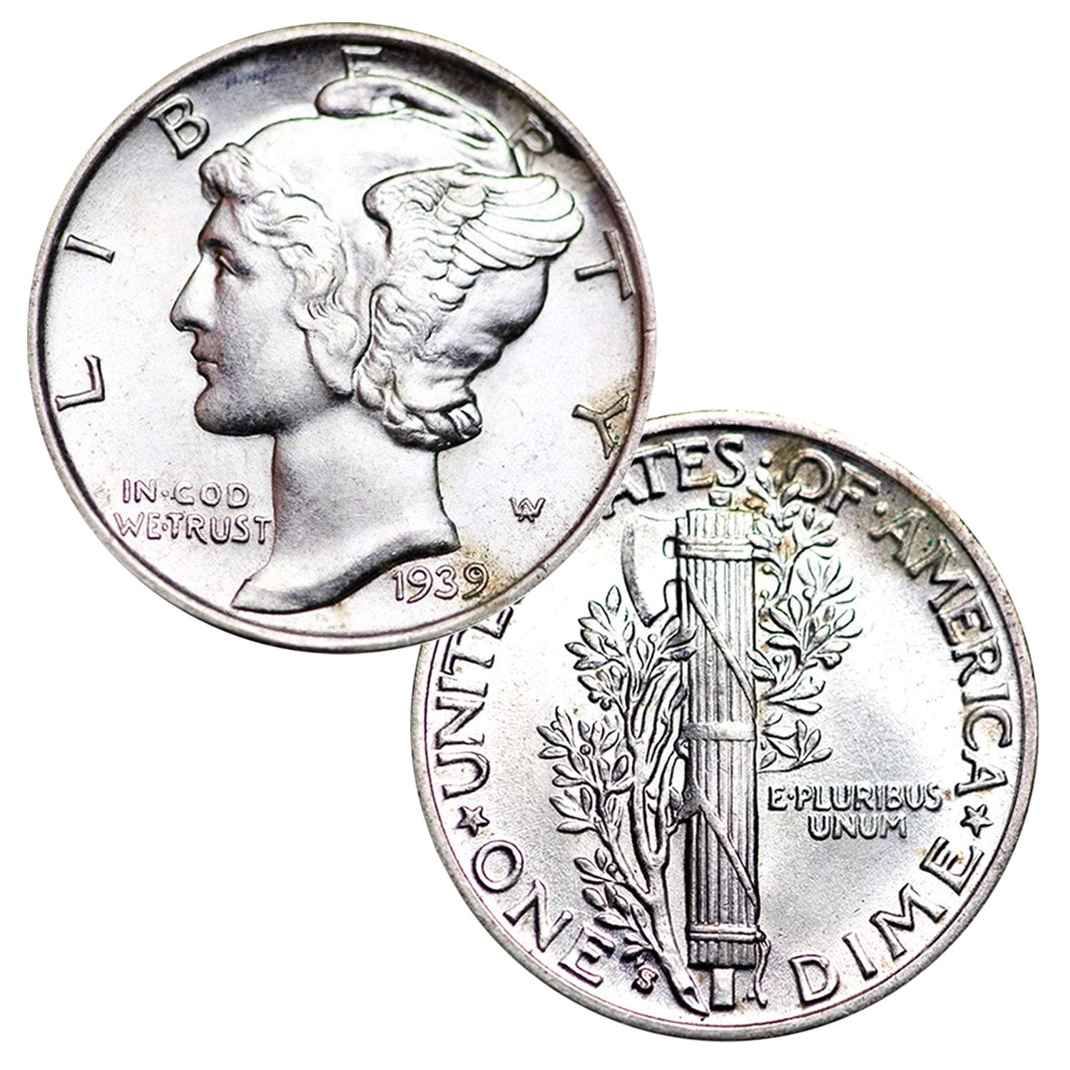 United States Mint USA 1916-1945 90% Silver Mercury Dimes Coin - Brilliant Uncirculated Mixed Date