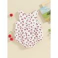 thumbnail image 5 of FEORJGP Infant Baby Girls Rompers 3M 6M 12M 18M Newborn Sleeveless Jumpsuit Cherry/Carrot Print Bowknot Round Neck Bodysuits Toddler Cute Casual Summer Clothes, 5 of 9