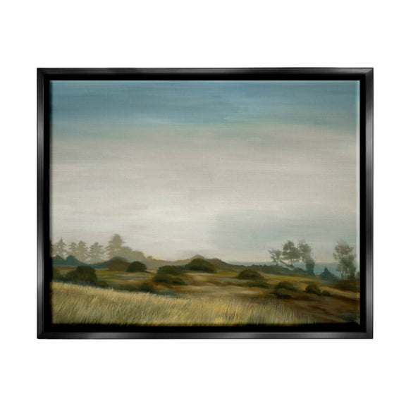 Stupell Industries Rural Hay Bales Landscape Painting Jet Black Floating Framed Canvas Print Wall Art, Design by Liz Jardine