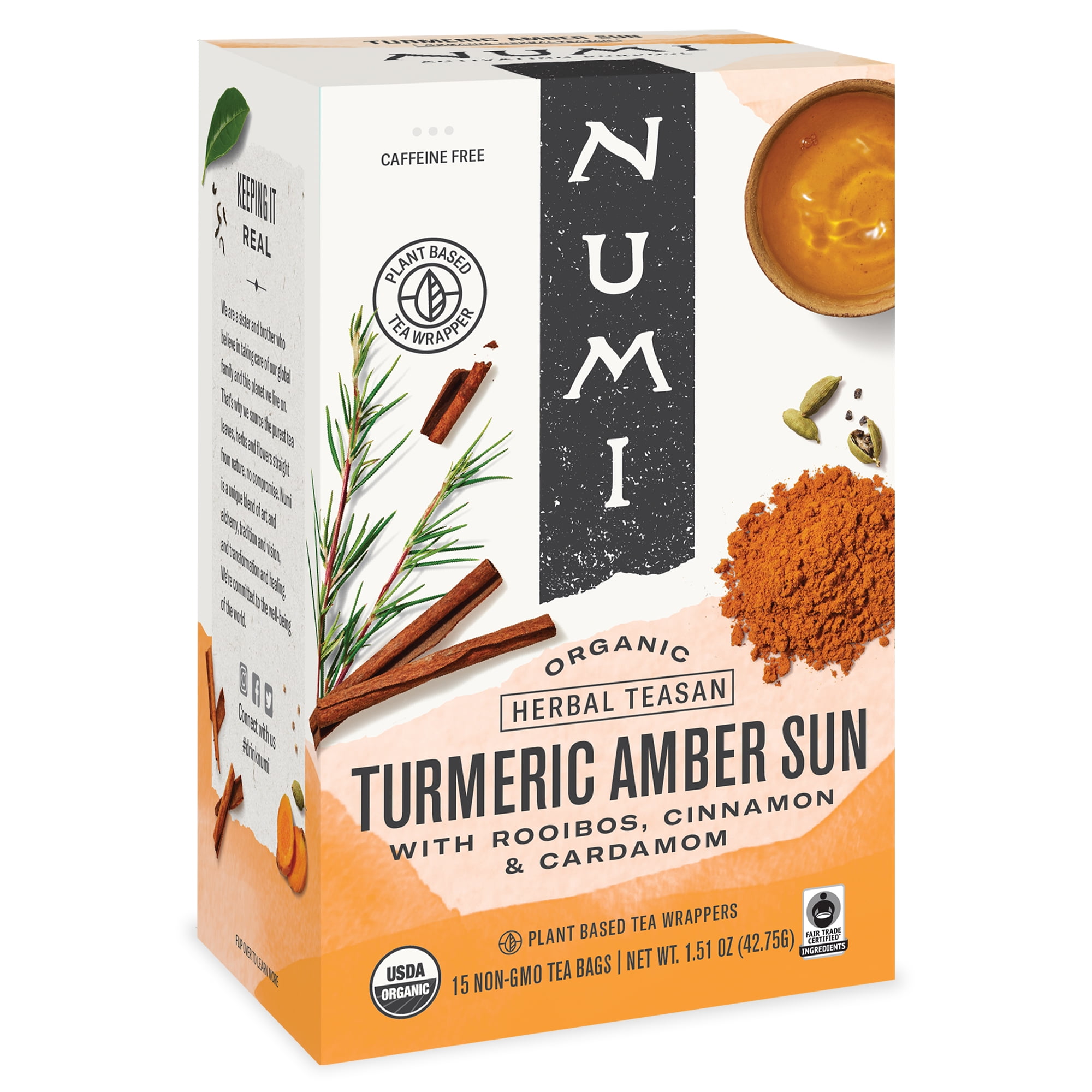 Numi Organic Tea, Turmeric Amber Sun, Tea Bags, 12 Ct