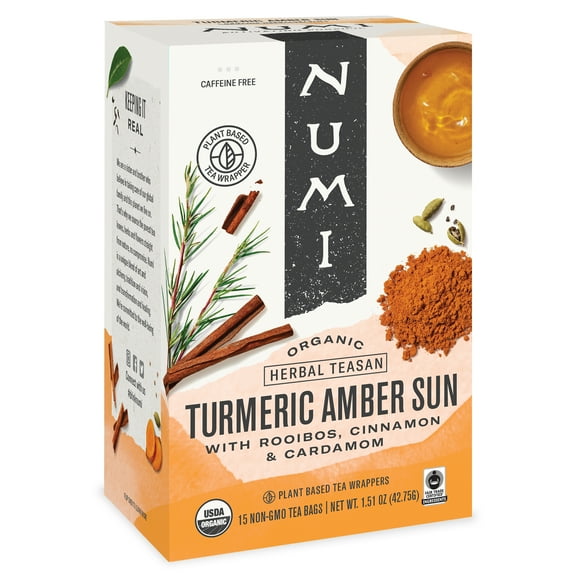 "Turmeric Tea, Amber Sun, 1.46 Oz Bag, 12/box | Bundle of 5 Boxes"