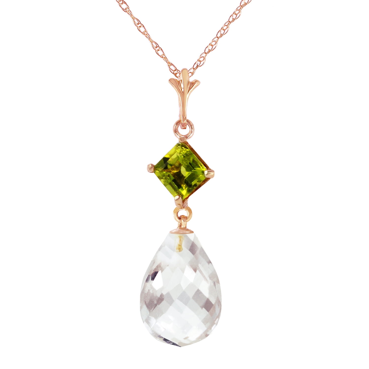 Galaxy Gold 14K Solid Gold 5.5 Carat Natural Peridot Pendant Necklace for Women - Rose Gold Fine Jewelry