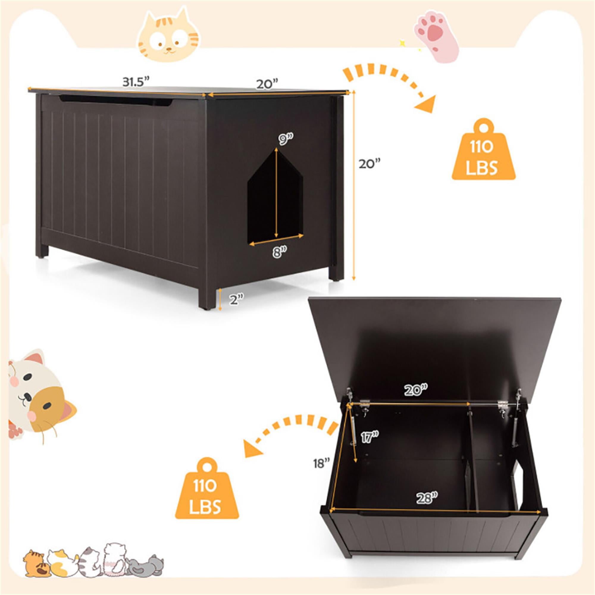 Kadyn 31" Cat Litter Box Enclosure, Dog-Proof Cat House with Cover for Large Cats, Hidden Cat Litter Box Furniture, Brown