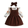 thumbnail image 5 of CAICJ98 Baby Girl Clothes Suspender Skirt Long Sleeve Newborn Ruffled Romper Baby Girl Dress Fall Outfits Infant Girls Gifts Brown,Size 12-18 Months, 5 of 7