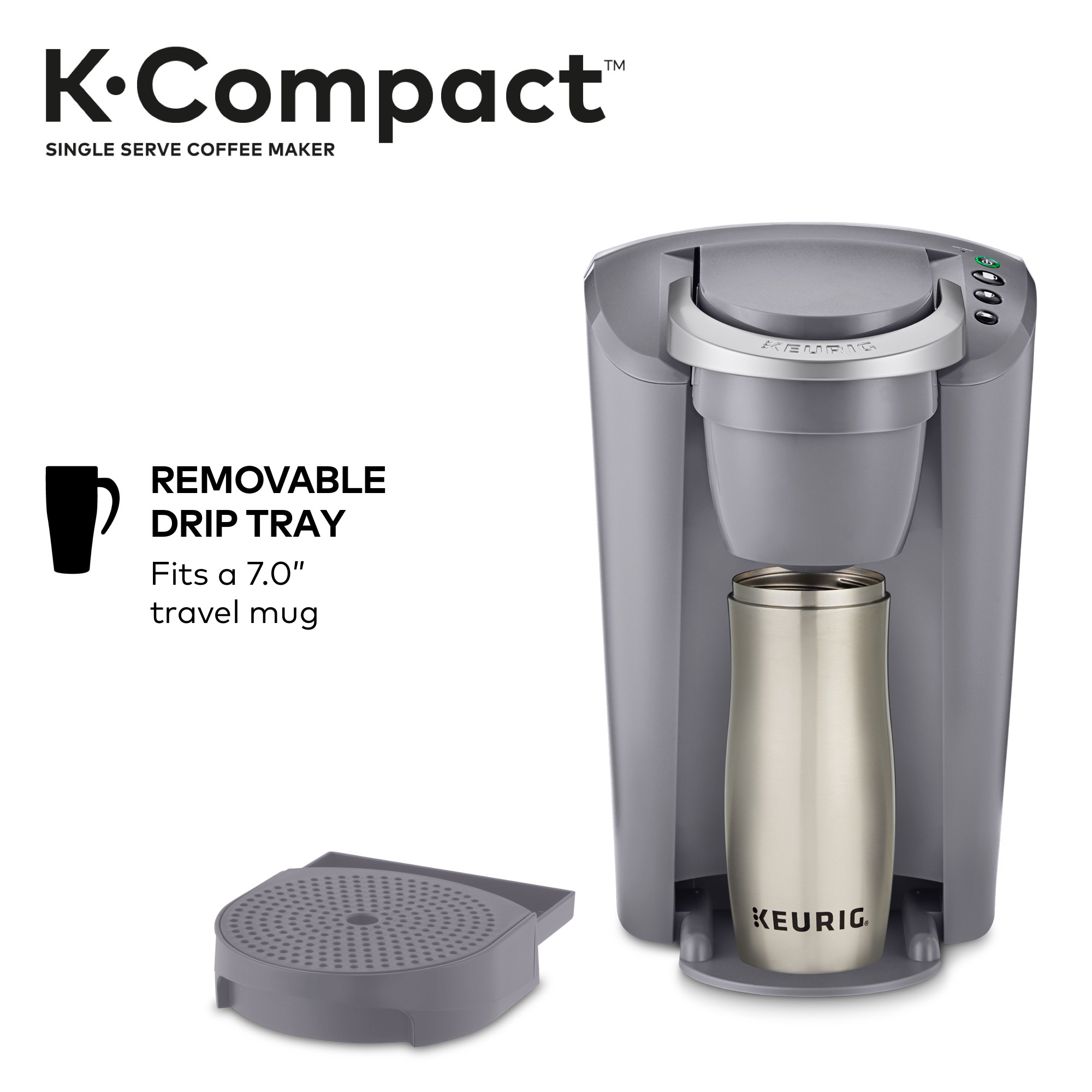 Keurig K-Compact Single-Serve K-Cup Pod Coffee Maker, Moonlight Grey - image 3 of 8
