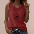 thumbnail image 4 of TEAJOPSUU Summer Linen Cotton Tank Tops for Women Loose Sleeveless Round Neck Shirts Casual Daily Going Out Blouses Burgundy, 4 of 8