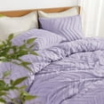 thumbnail image 3 of Lavender Purple Queen Size Comforter Sets, 3 Pieces Lightweight Chevron Tufted Bedding Comforter Set, Fluffy Down Alternative Comforter Bed Set Gift Choice, 3 of 7