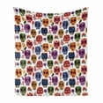 thumbnail image 1 of Day of the Dead Soft Flannel Fleece Throw Blanket, Artwork Wooden Scary Cartoon Funny Details Print, Cozy Plush for Indoor and Outdoor Use, 50" x 70", Multicolor, by Ambesonne, 1 of 6