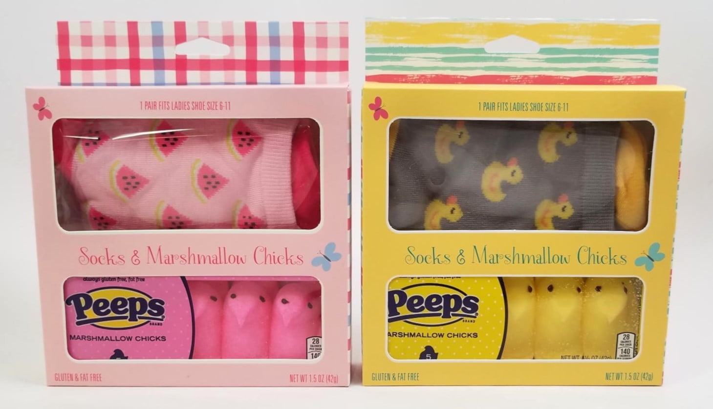Lot of 4 PEEPS Easter Baby Chicks Marshmallow Candy Socks Med Women's 6-11 TAG 