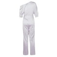 thumbnail image 4 of Summer Clearance Zpanxa Jumpsuits for Women Dressy Solid Off Shoulder Short Sleeve with Belt Slim Jumpsuit Overalls White M, 4 of 6