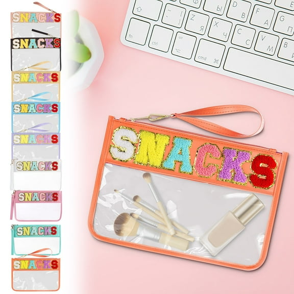 Msgweeeg Snack Organizer Storage Bags Snack Storage Bag Transparent Zipper Bag Handheld Makeup Bag Portable Waterproof Toilet Bag