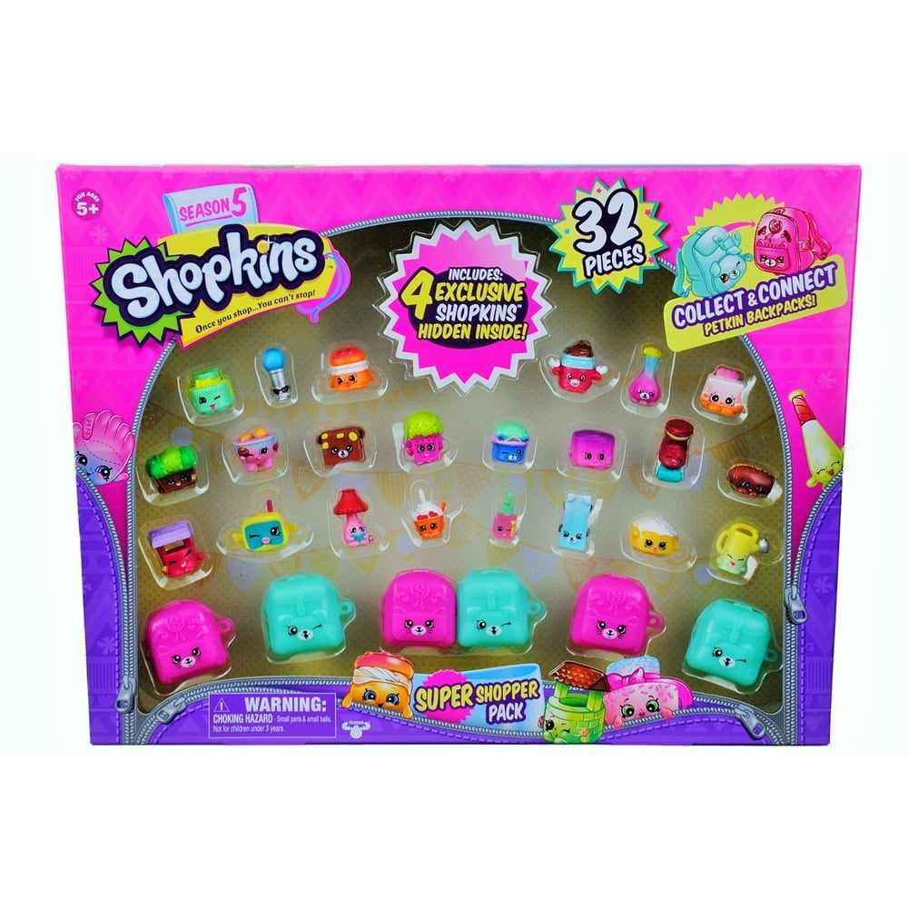 Shopkins Season 5 Super Shopper Pack, Includes 4 Exclusive Shopkins Hidden Inside Characters