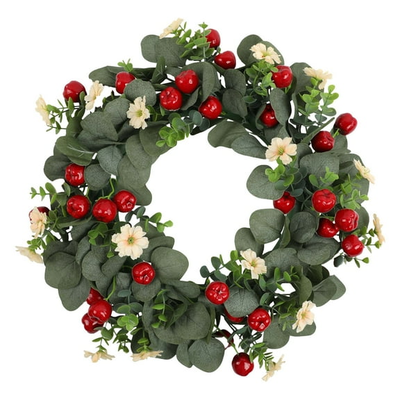 Artificial Christmas Wreath for Front Door 18 Inch Handmade Hanging Decor for Holiday Christmas Tree Fireplace Wall Window Indoor Outdoor Decoration