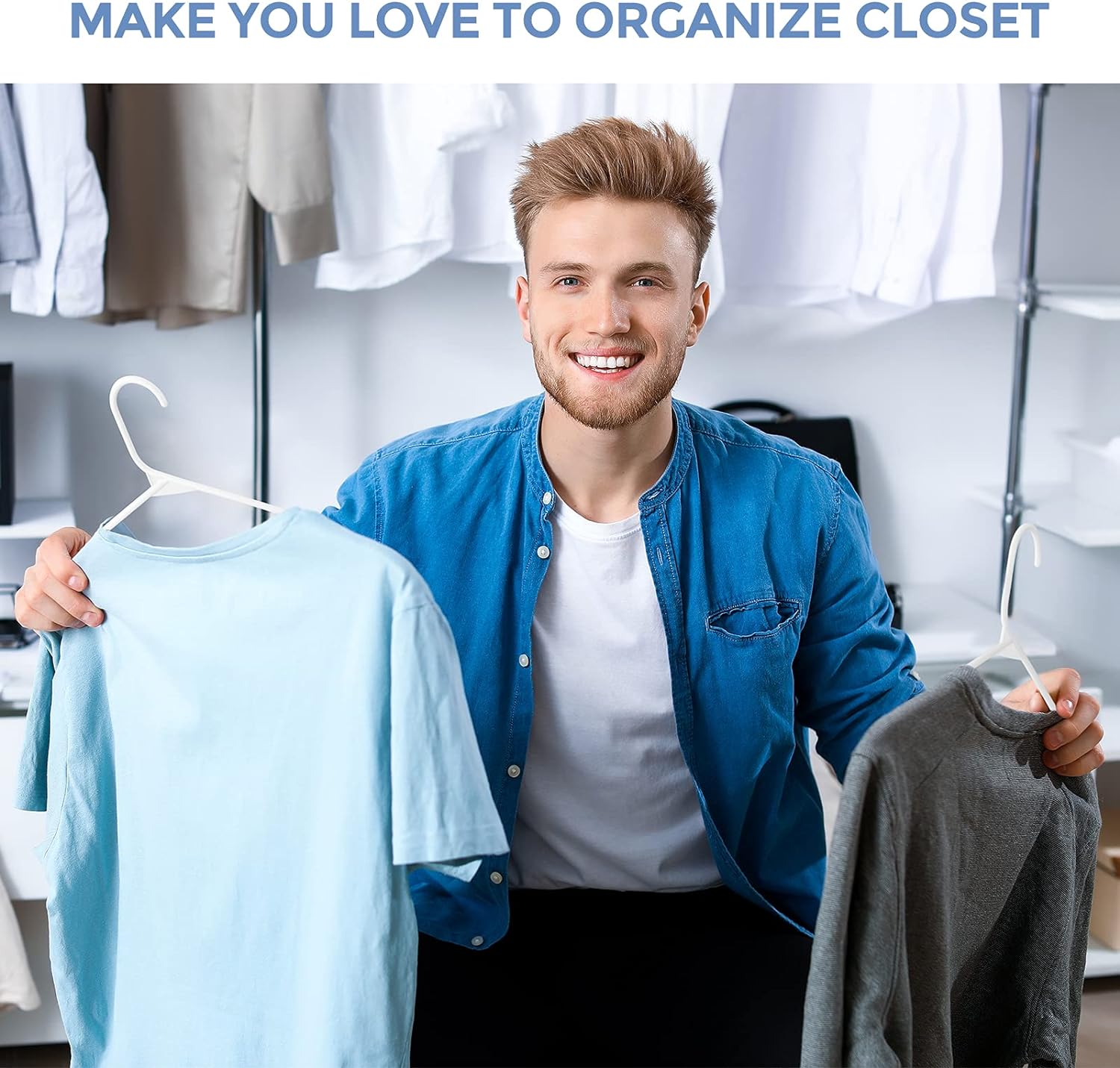 Cozymood Plastic Hangers, 60-Pack, White Space-Saving photo 7
