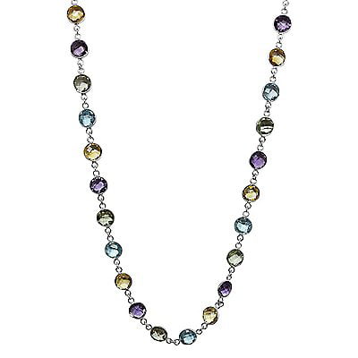 45 Carat Total Wt. Round Checkerboard Cut MultiGemstone Sterling Silver Necklace