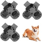 Dog Socks Double Side Anti-Slip with Adjustable Straps, 3 Pairs Traction Control for Indoor Hardwood Floor Wear, Pet Paw Protector for Large Medium Small Dog