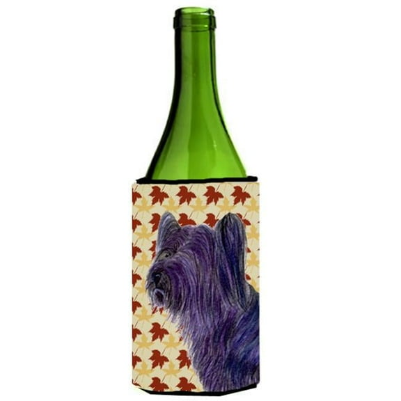 Skye Terrier Fall Leaves Portrait Wine bottle sleeve Hugger 24 oz.