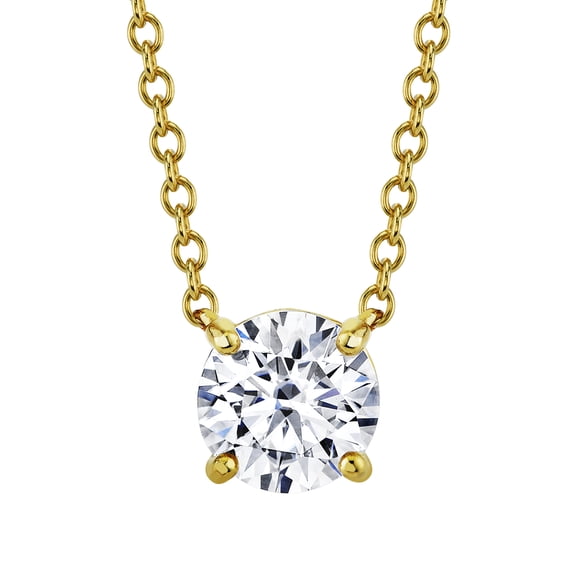 Metal Masters 1.25Ct 18K Gold Plated 925 Sterling Silver Moissanite Solitare Pendant 17 Chain Necklace