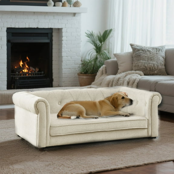 YIYADO Pet Bed for Small and Medium Dogs, Durable Elevated Dog Sofa Bed, Comfortable Dog Couch, Modern and Stylish Dog Sofa,Beige