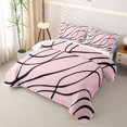 thumbnail image 3 of Homewish Abstract Lines Twin Quilt Set,Minimalism Artwork Twin Coverlet Set,Black Pink,2pcs, 3 of 7