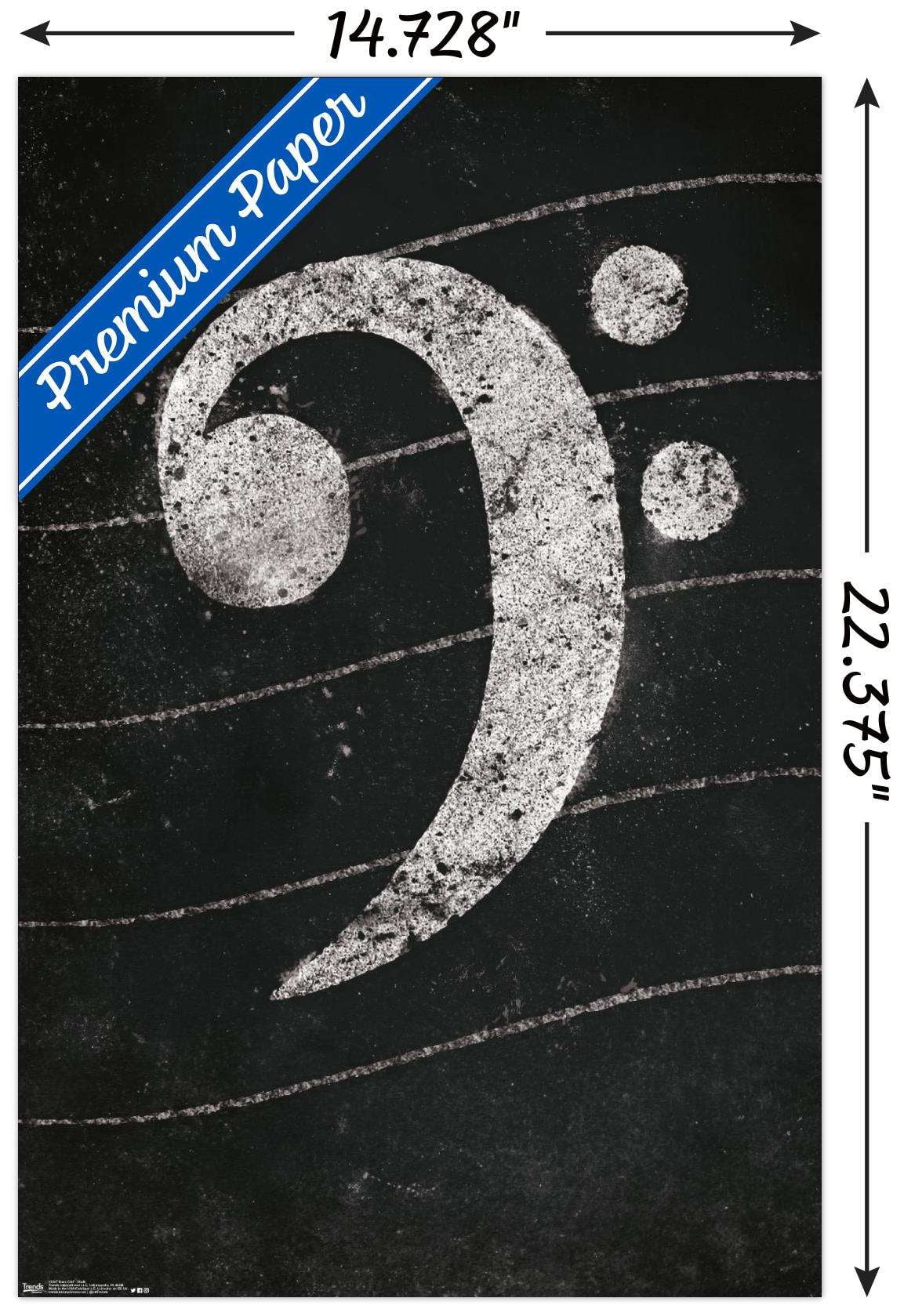 Bass Clef - Chalk Wall Poster, 14.725" x 22.375"