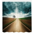thumbnail image 3 of Ambesonne Landscape Shower Curtain, Roads Travel Clouds, 69"Wx70"L, Brown Teal, 3 of 5