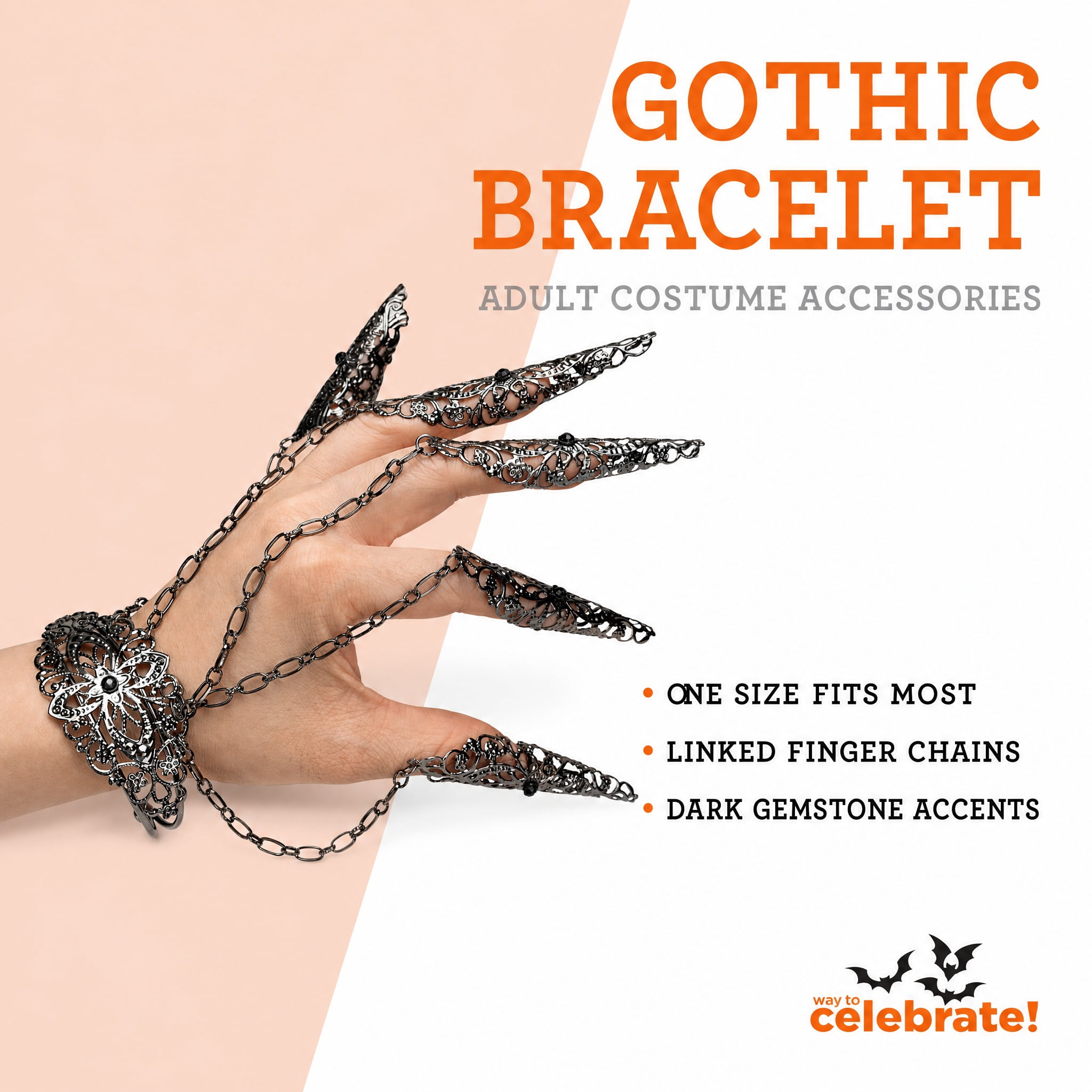 Gothic Bracelet Costume Accessory for Adults, Silver, Halloween by Way To Celebrate